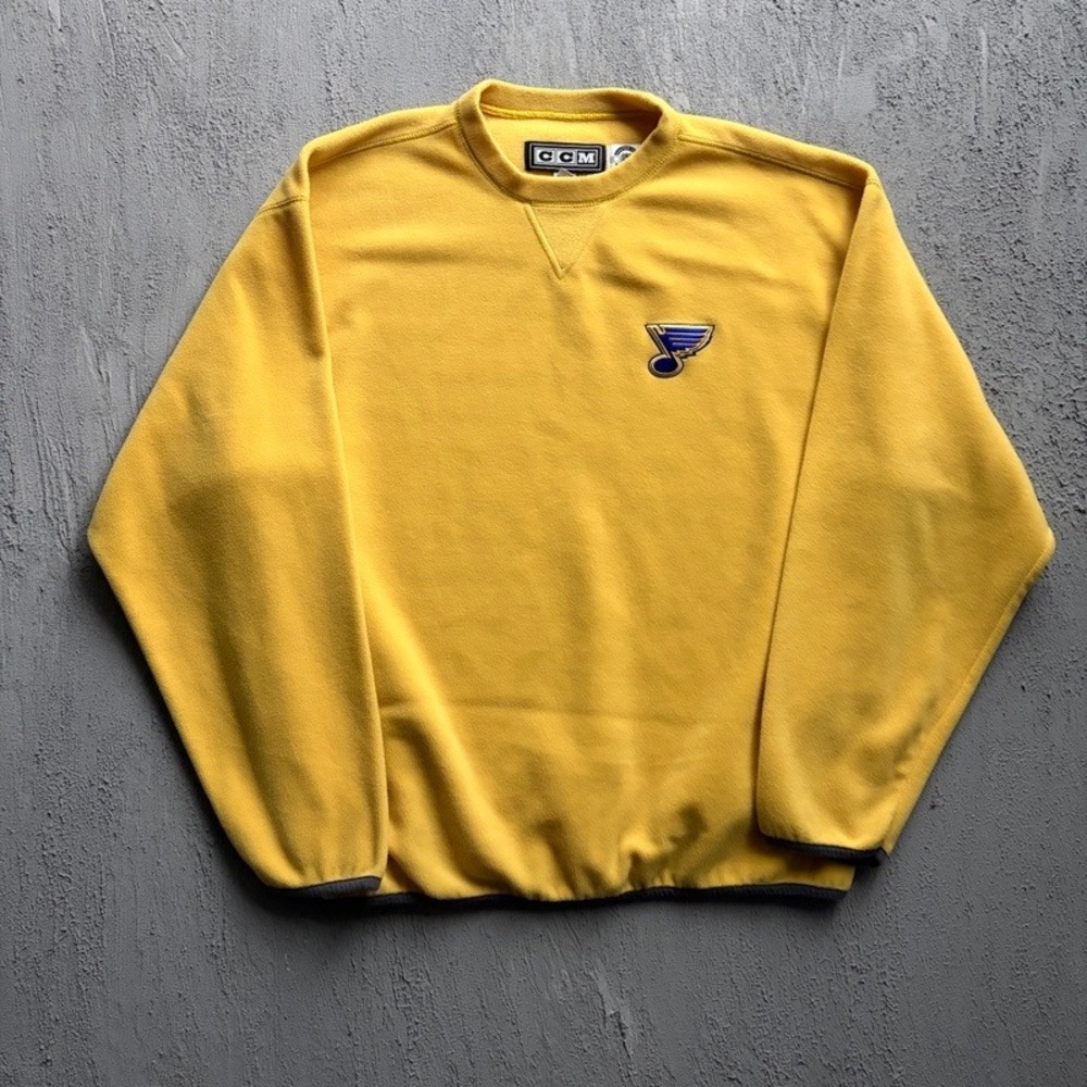 Vintage St. Louis Blues Fleece Sweatshirt Large Yellow 1990s NHL CCM